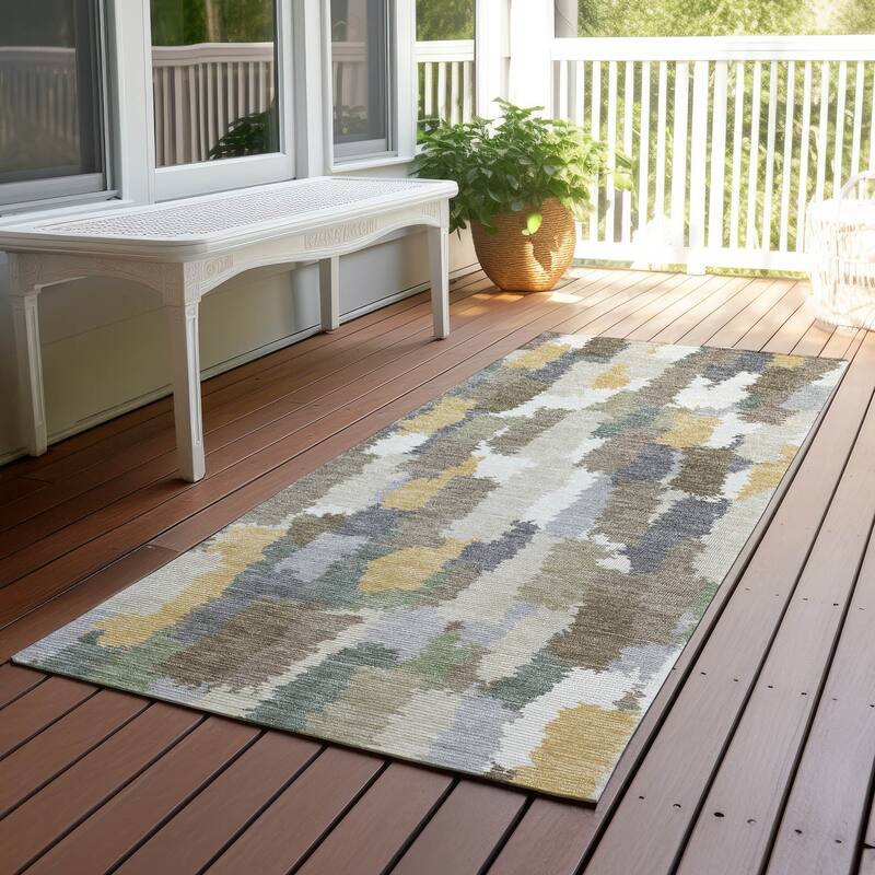 Machine Washable Indoor/ Outdoor Contemporary Stacks Chantille Rug - Ivory - 2'3" x 7'6"