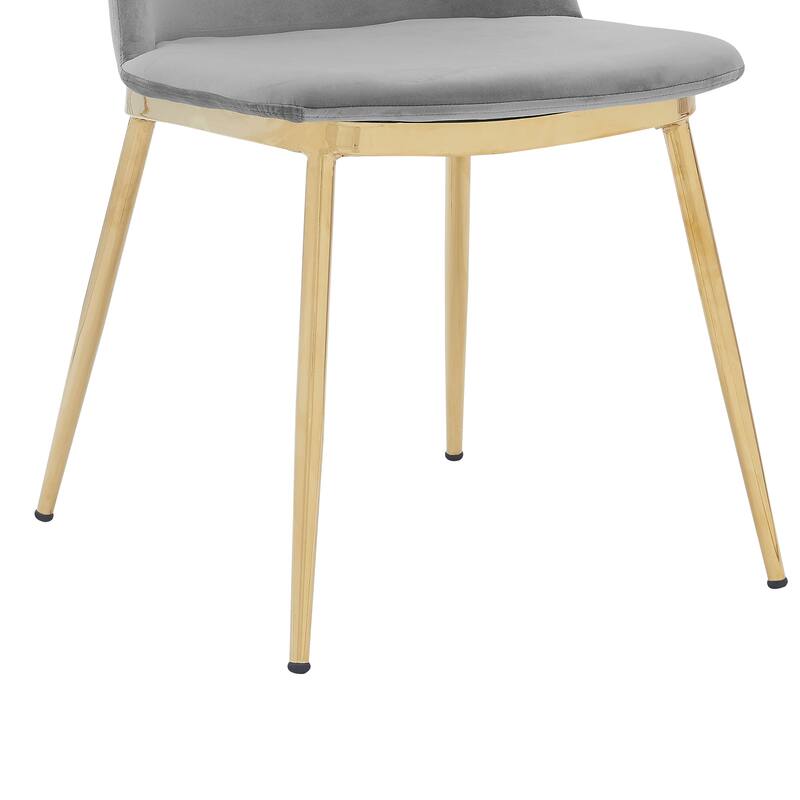 Messina Modern Velvet and Gold Metal Leg Dining Room Chairs - Set of 2