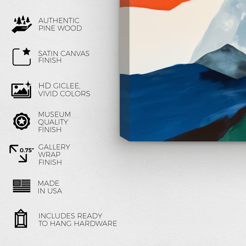 Wynwood Studio Abstract Main Colors Mountains Blue and Modern & Contemporary Wall Art Canvas Print