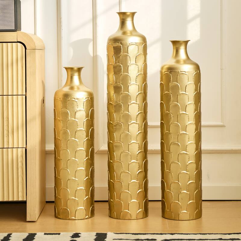 Hand-Woven PVC Rattan Floor Vase
