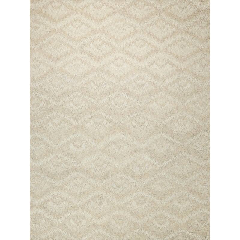 Bargello Beige New Zealand Wool hand-tufted Area Rug