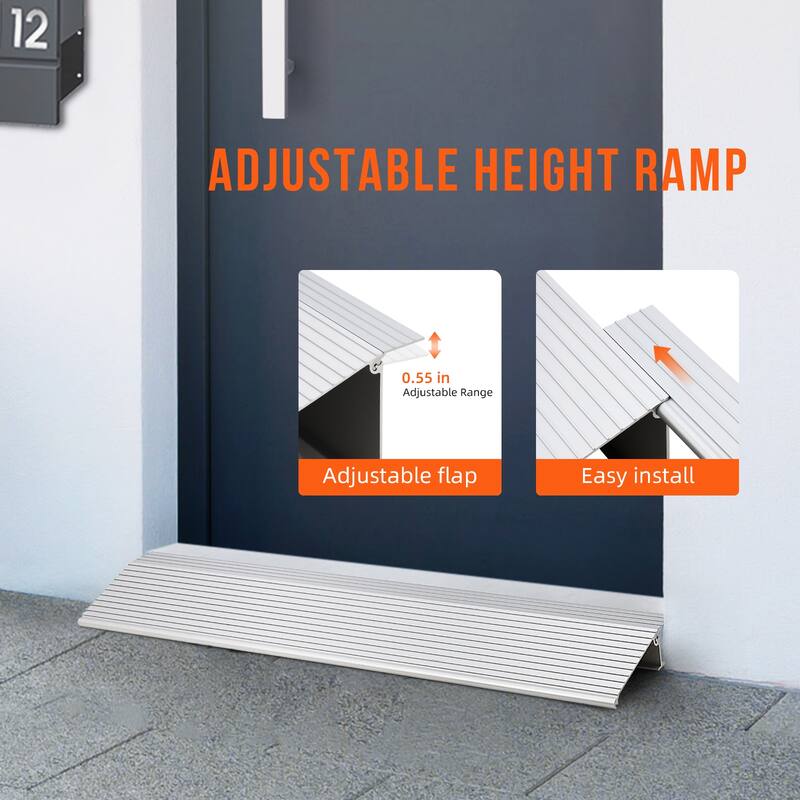 Adjustable Rise Door Threshold Ramp, 800Lbs Load Capacity