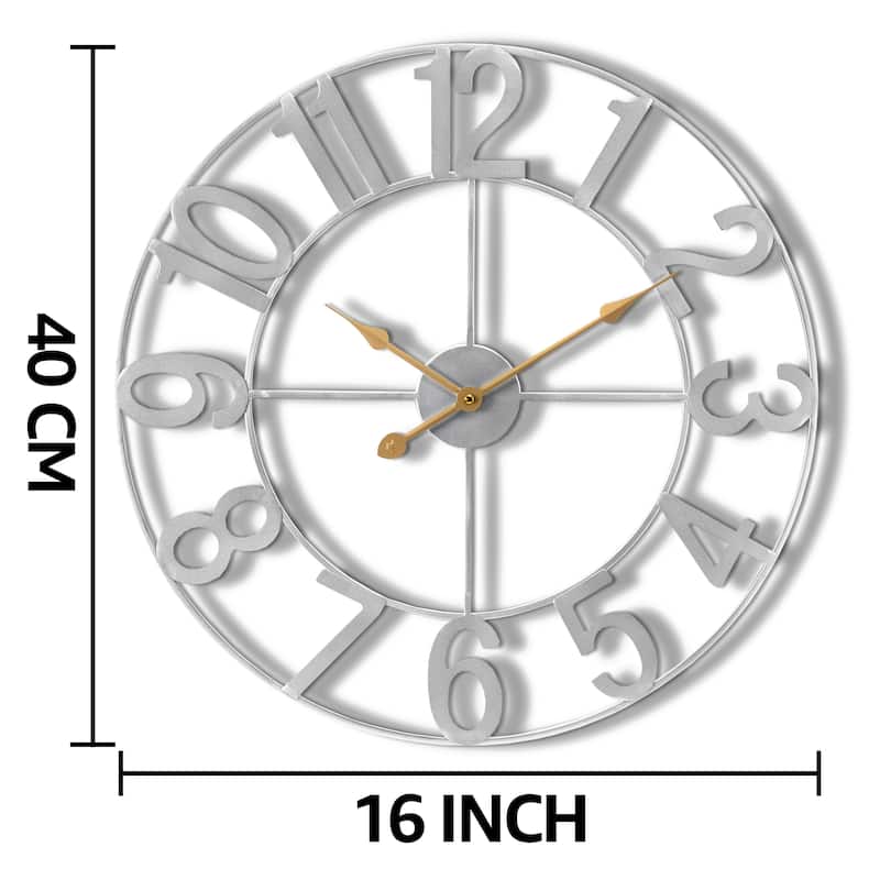 Sorbus Large 16 inch Decorative Round Analog Wall Clock Battery Operated With Numeral Style Design - 16"