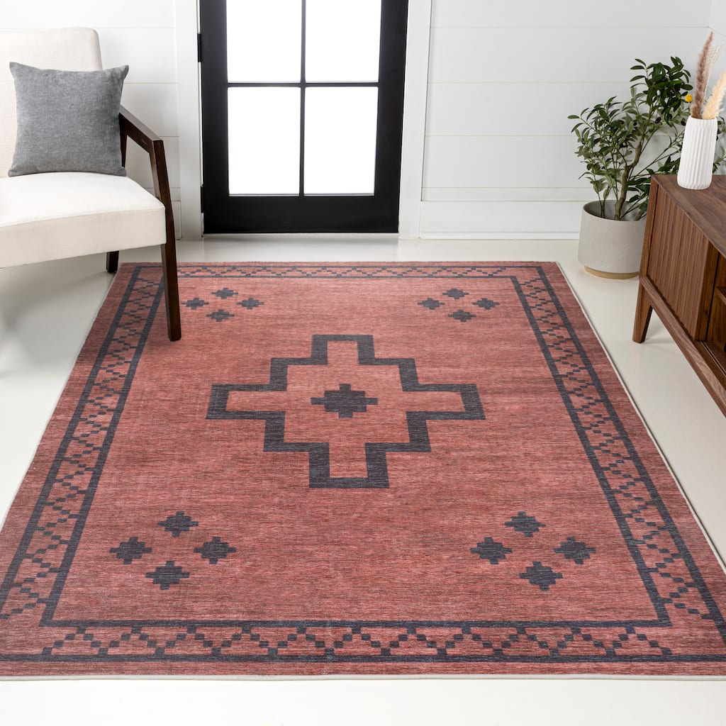 JONATHAN Y Rand Medallion Textured Weave Machine Washable Area Rug