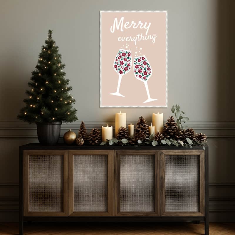 Merry Everything by Emeliemaria (23 x 33 in.), Framed Canvas Wall Art Print - Sylvie Beaded White