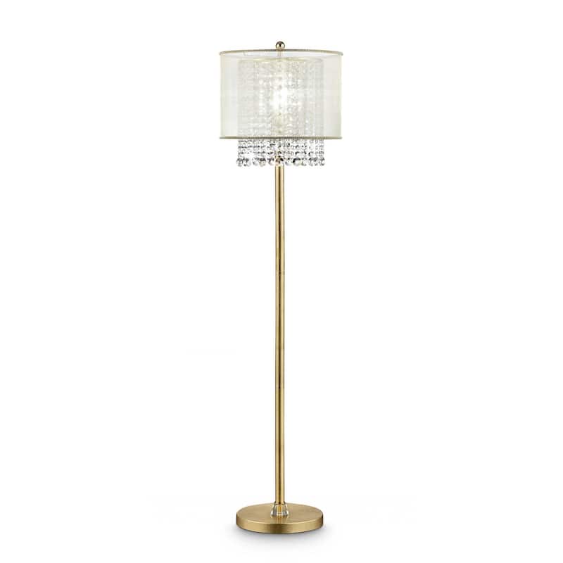 HomeRoots 65" Gold Novelty Floor Lamp With White Drum Shade - 16