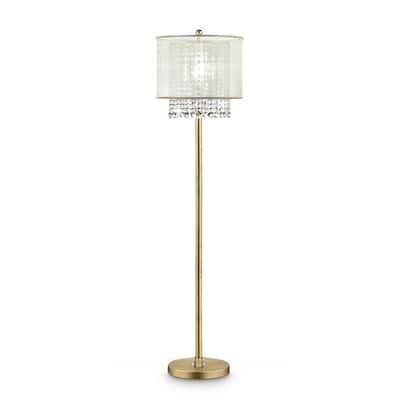 HomeRoots 65" Gold Novelty Floor Lamp With White Drum Shade - 16