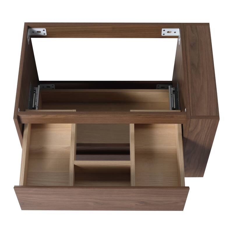 30" Wall-Mounted Bathroom Vanity, Dual Soft-Close Drawers,Adjustable Side Shelf, and Beveled Edge Handle,Floating Vanity Cabinet