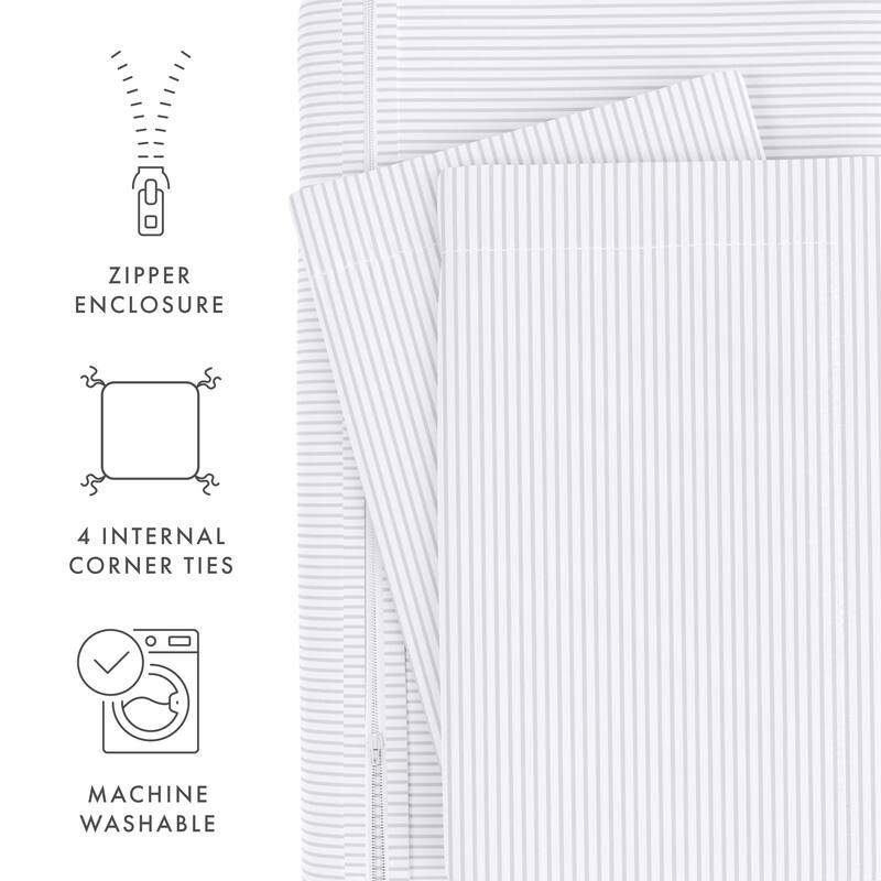 Becky Cameron Oversized Pinstriped Pattern 3 Piece Duvet Cover Set