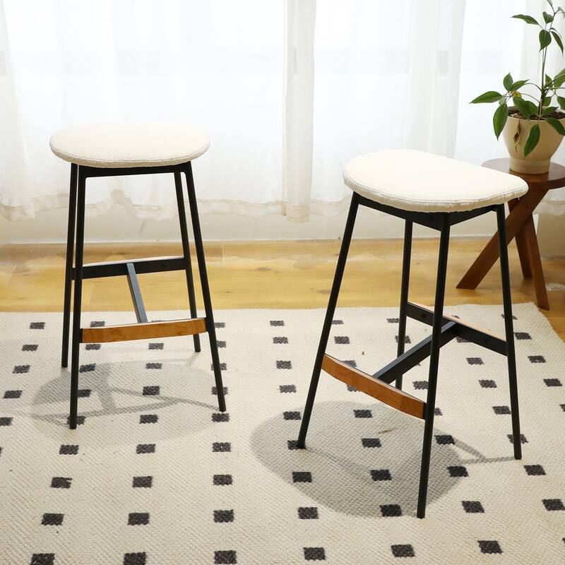 Set of 2 Modern Backless Upholstered Counter Bar Stools
