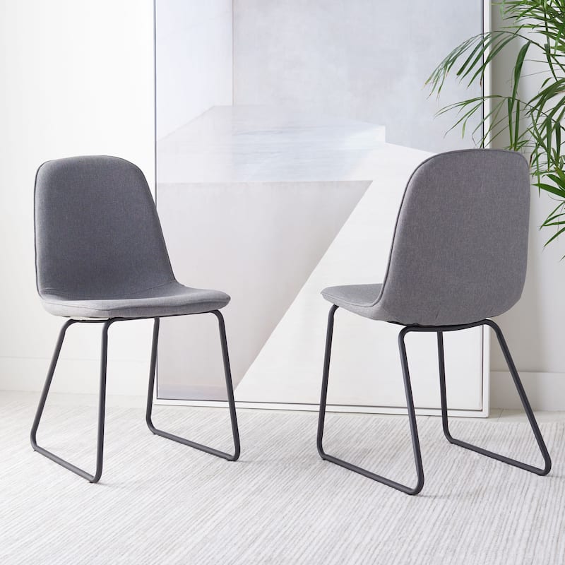SAFAVIEH Herma Mid-Century Dining Room Chair (Set of 2) - 20.5" W x 16.5" L x 32.3" H - 20Wx17Dx32H - Grey/Black