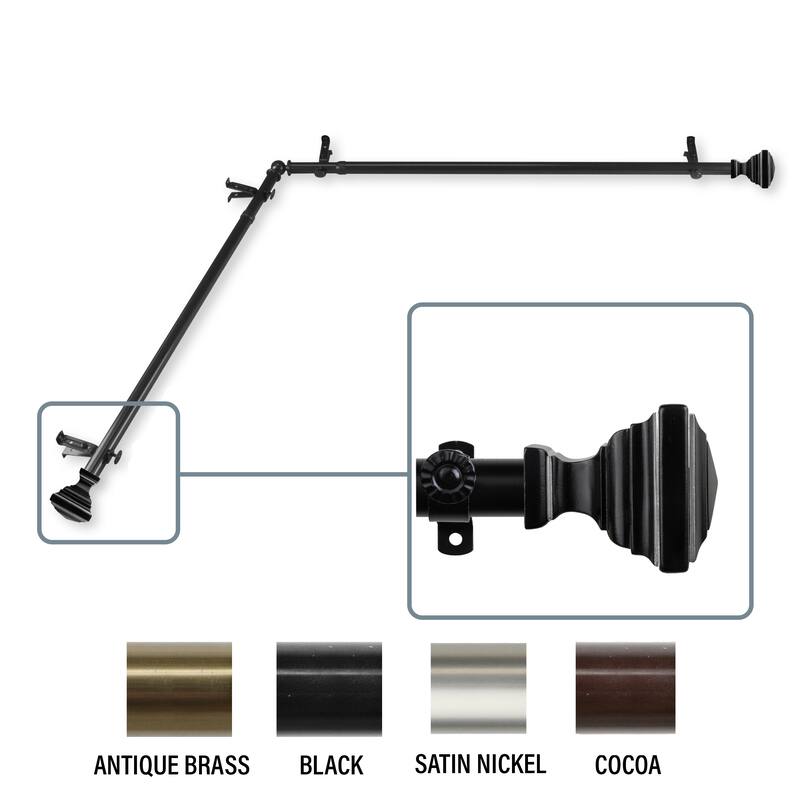 InStyleDesign Saturnino Corner Window Curtain Rod 13/16 inch dia. - 28 to 48 inches - Black