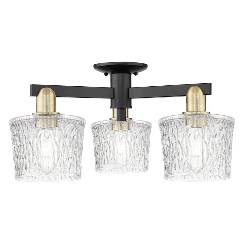 Innovations Lighting 716-3F-11-24 Niagara Semi-Flush Niagara 3 Light - Black Antique Brass / Clear
