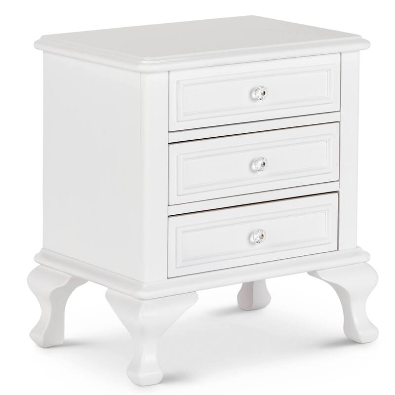 Nightstand with Drawers - Old World Charm Accent Table, 3 Drawer Storage, Bedroom Furniture