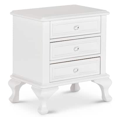 Nightstand with Drawers - Old World Charm Accent Table, 3 Drawer Storage, Bedroom Furniture
