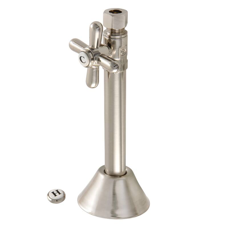 Kingston Brass Vintage 1/2-Inch Sweat x 3/8-Inch O.D. Comp Straight Shut-Off Valve with 5-Inch Extension - Brushed Nickel