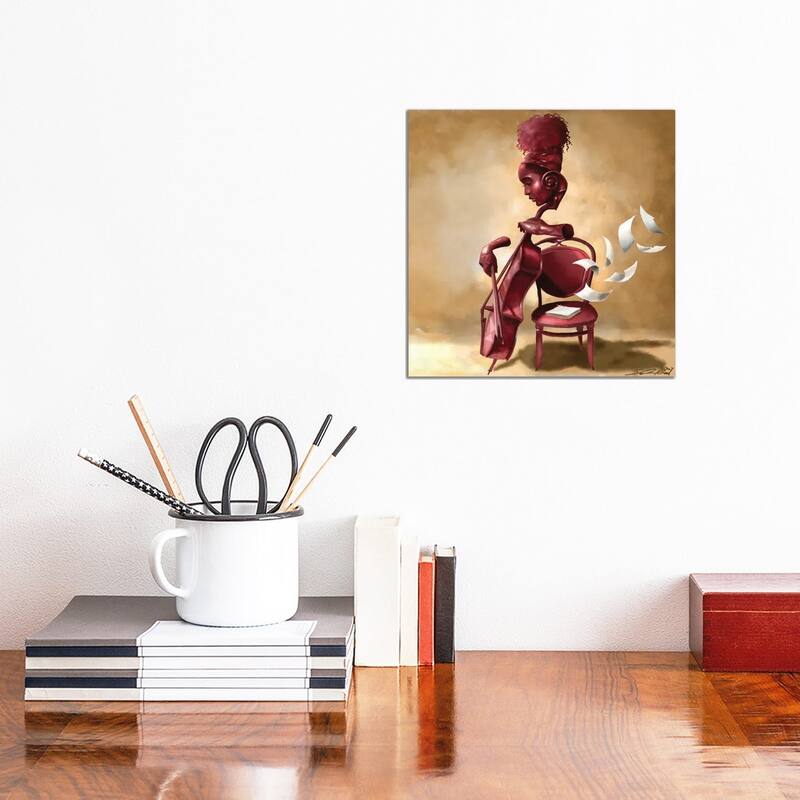 iCanvas "The Solo Cellist" by Salaam Muhammad Canvas Print - 12x12x0.75