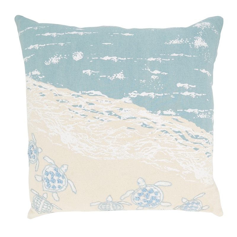 Sandy Shores Sea Turtle Throw Pillow - 20"x20" - Feather Down - Blue