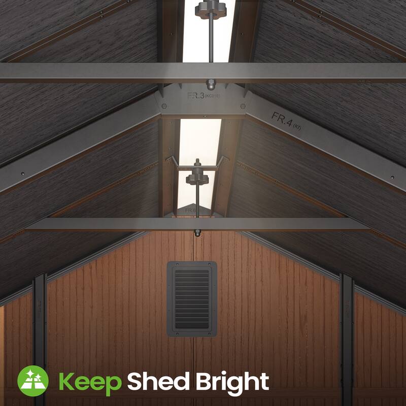 8X12 FT All-Weather Waterproof Plastc Outdoor Resin Storage Shed Windows Lockable Door with Floor for Patio Furniture and Tools