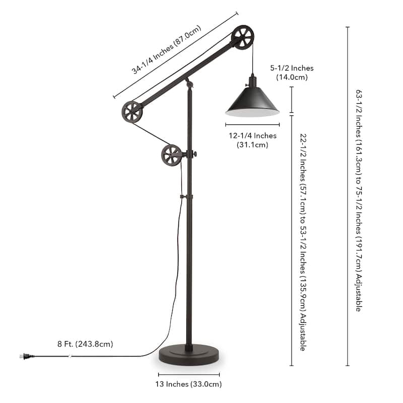 Devonshire Floor Lamp In Blackened Bronze With Pulley System