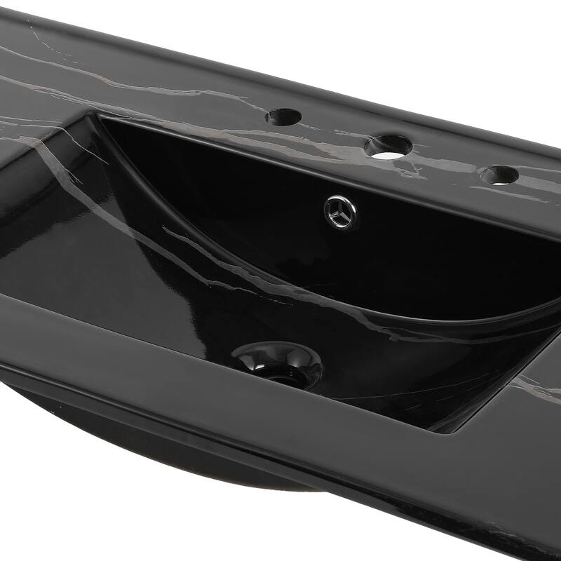 Aubert 3-Hole Classic Contemporary Rectangular Ceramic Single Sink Basin Vanity Top, by JONATHAN Y