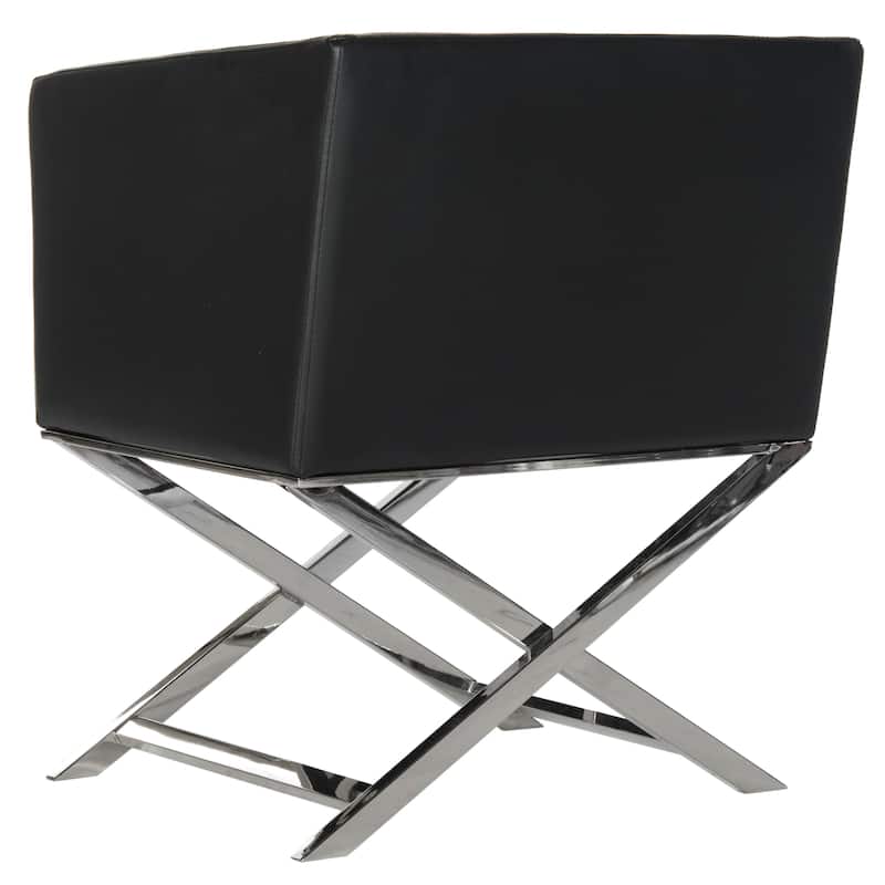 SAFAVIEH Inell Glam Navy/ Chrome Cross Leg Club Chair - 23Wx24Dx29H