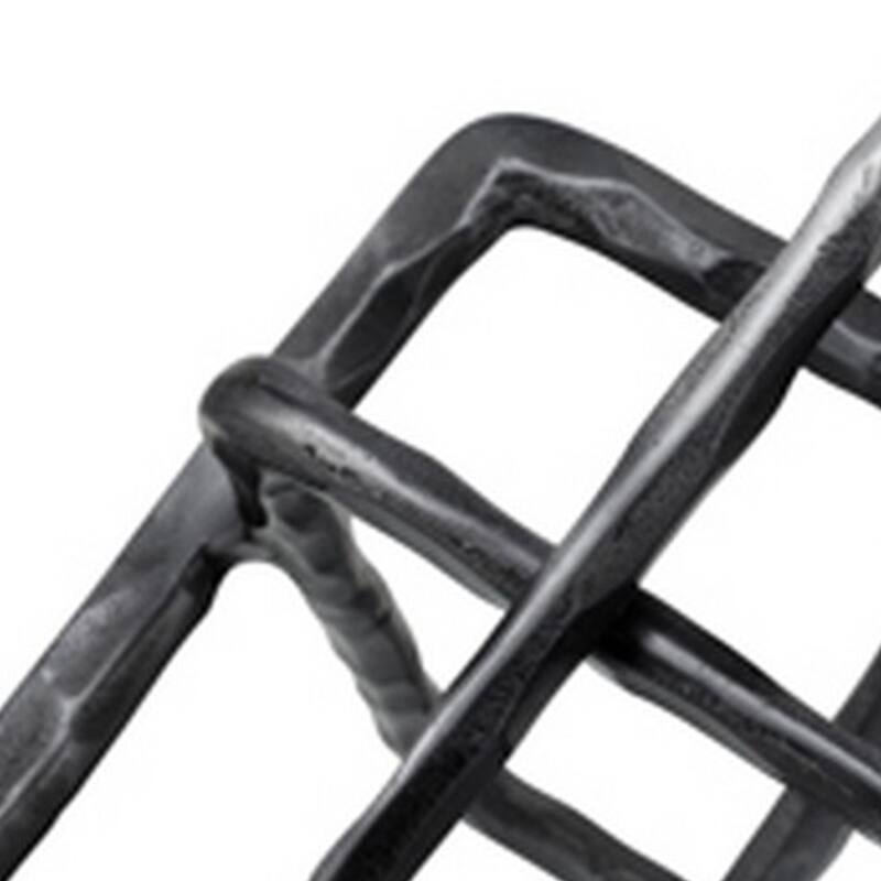 10 Inch Metal Accent Decor with Square Interlinks, Gray