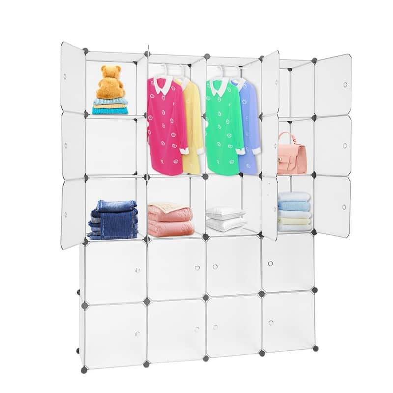 20-Cube DIY Plastic Storage Organizer Shoe Rack Closet,White