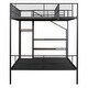 preview thumbnail 9 of 8, Black Twin over Full Size Metal Bunk Bed with Wire Shelving and Lateral Storage Ladder and Wardrobe