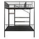 preview thumbnail 9 of 8, Twin Over Full Metal Bunk Bed with Wire Shelving, Wardrobe & Ladder, Black