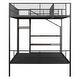 preview thumbnail 19 of 18, Twin Over Full Metal Bunk Bed with Wire Shelving, Wardrobe & Ladder, White