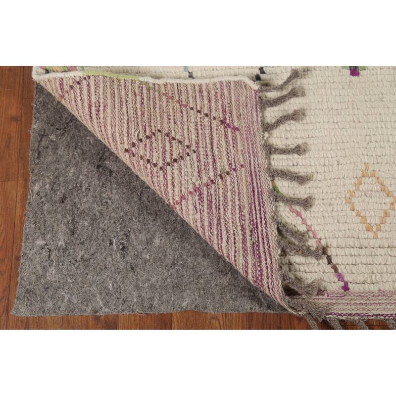 Geometric Moroccan Area Rug Handmade Wool Carpet - 5'10"x 9'9"