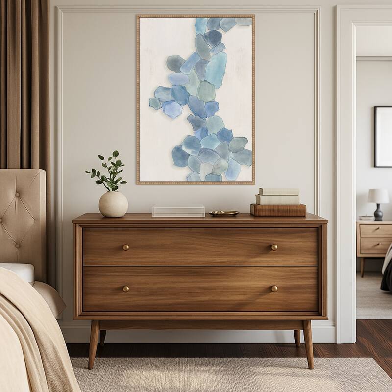 Soft Blue Mosaic Cascade by Hannah Dawson (23 x 33 in.), Framed Canvas Wall Art Print