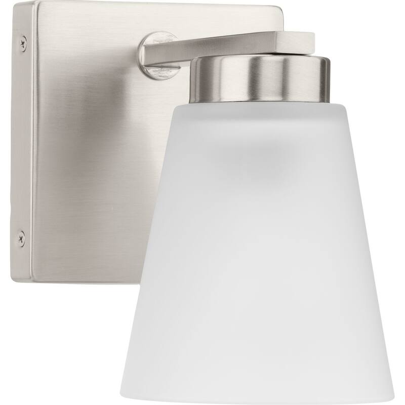 Tanner Collection One-Light Brushed Nickel Transitional Vanity Light - 5.12 in x 6.75 in x 7.12 in