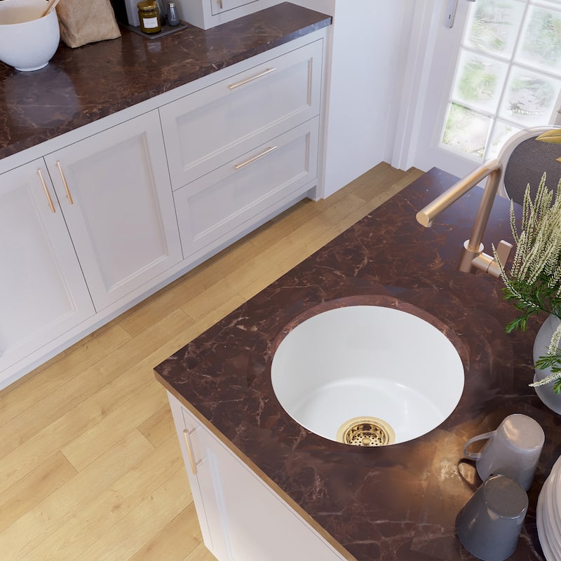 Highpoint Collection White Round Fireclay Island, Bar or Butlers Pantry Sink