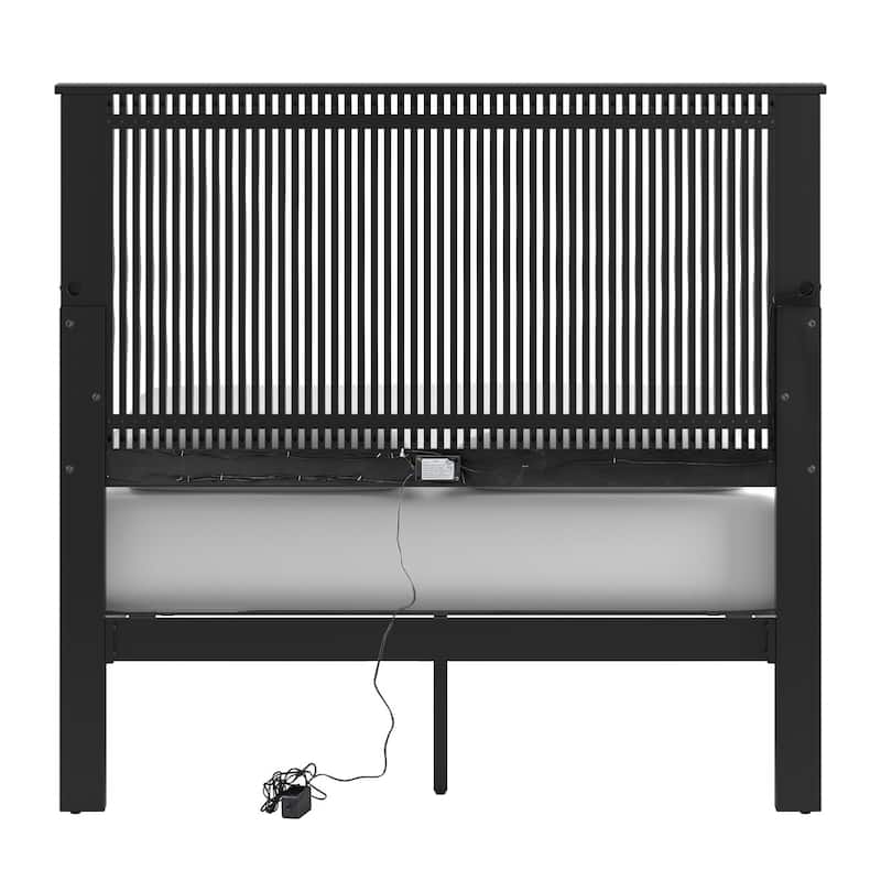 Bergen Wave Headboard with LED Lights Platform Bed by iNSPIRE Q Modern