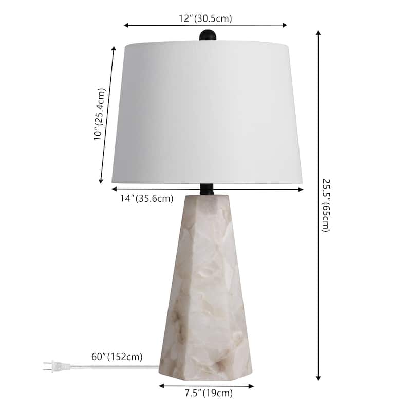 Highland 25.5" Alabaster LED Table Lamp, White by JONATHAN Y