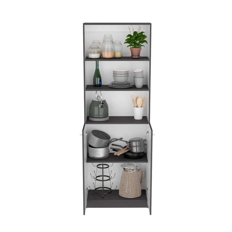 2 Piece 2 Piece Home Bookcase Set, 42" Wide with 8 Shelves and Double Door Cabinet, Living Room Set