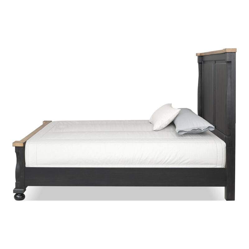 Furniture of America Lucan Modern 2-Piece Farmhouse Black Solid Wood Panel Bedroom Set