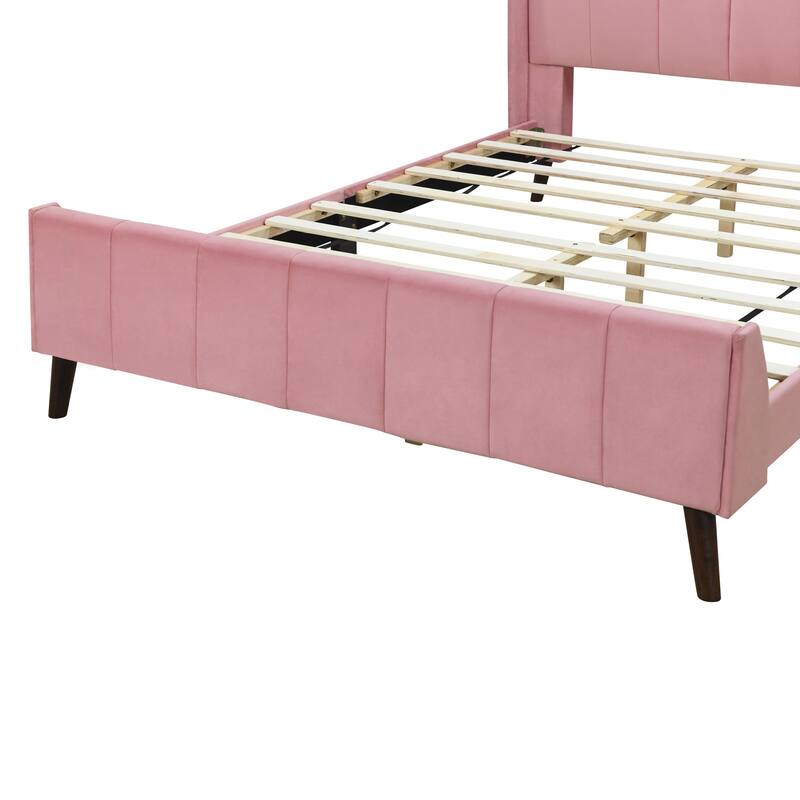 Modern Upholstered Platform Bed Twin/Full/Queen, Velvet with Storage Space