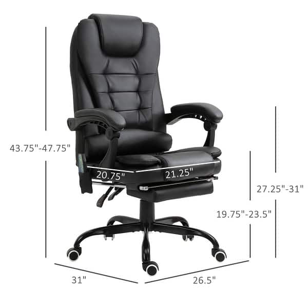 dimension image slide 0 of 9, Vinsetto 7-Point Massage Office Chair High Back Executive Recliner