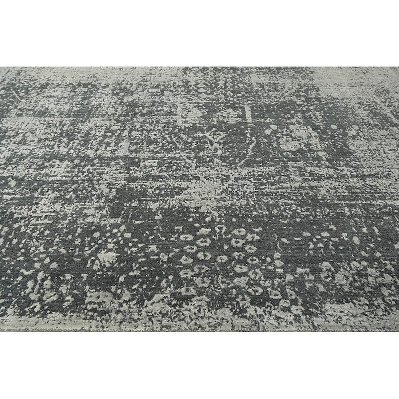 Hand Knotted Wool Transitional Oriental Area Rug Tone on Tone Gray - 8' x 9' 11''