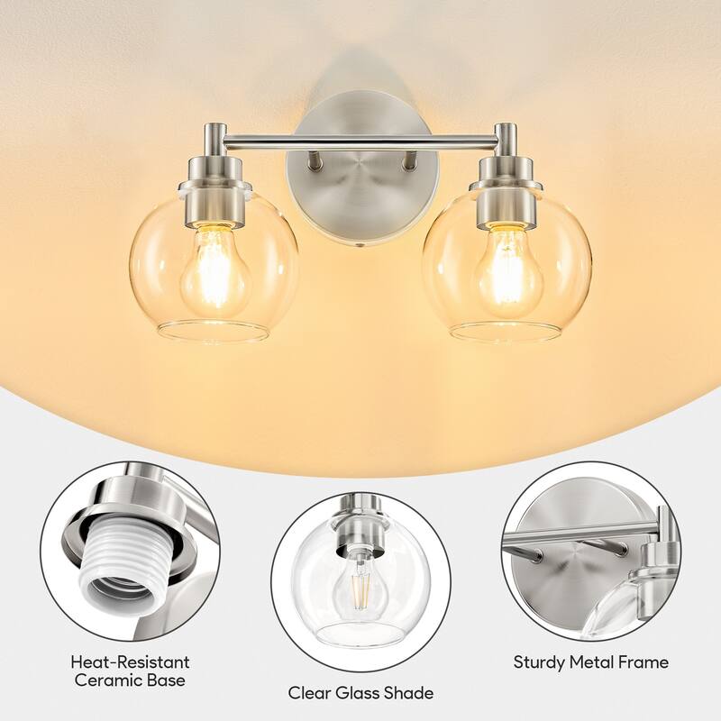 Dimmable Bathroom Vanity Light Globe Glass Shades