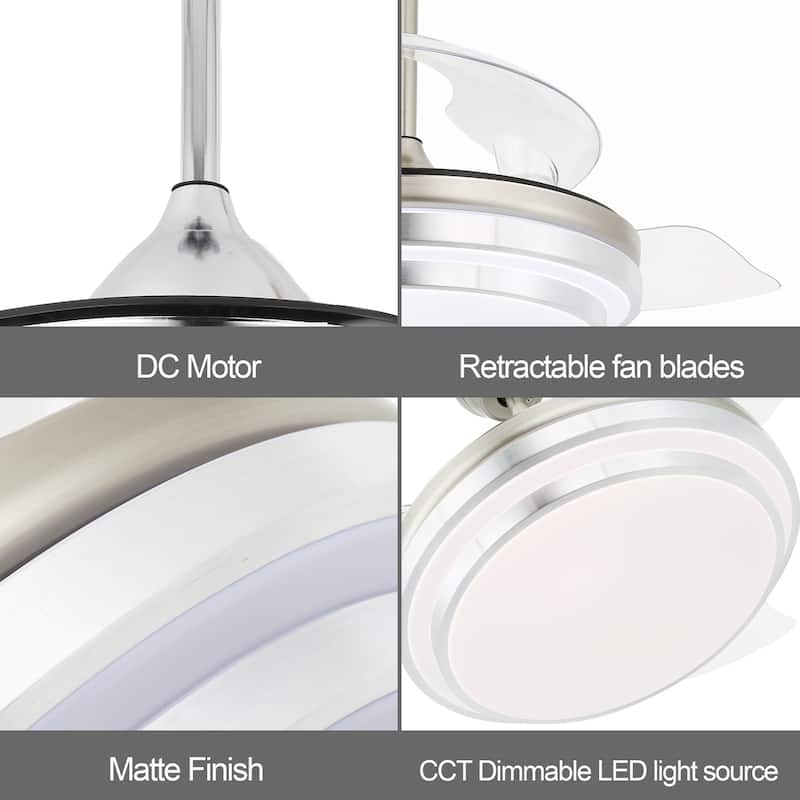 Cusp Barn 42-In Retractable Ceiling Fan with Light and Remote Control Modern 3-Blade Lighting Fixture