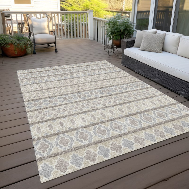 Machine Washable Indoor/ Outdoor Chantille Boho Stripe Rug
