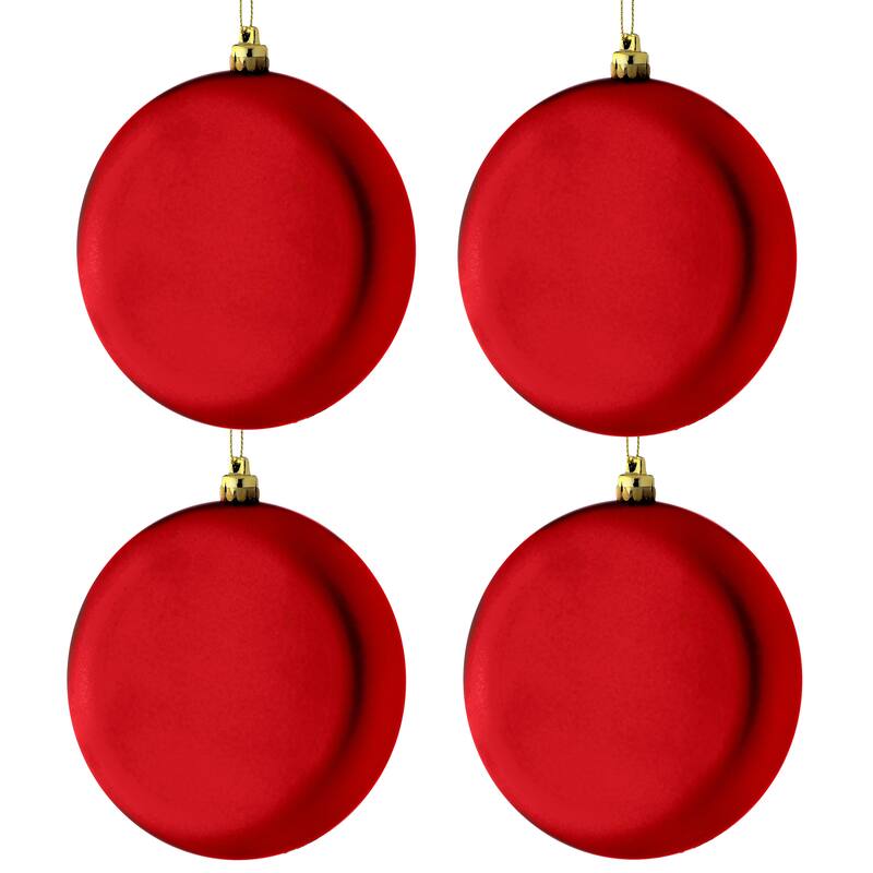 120mm Shatterproof Plastic Matt Round Disk Ornament Set of 4