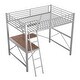 preview thumbnail 7 of 9, Full Size Loft Bed with Desk and Shelf, Sturdy Metal Frame, Silver