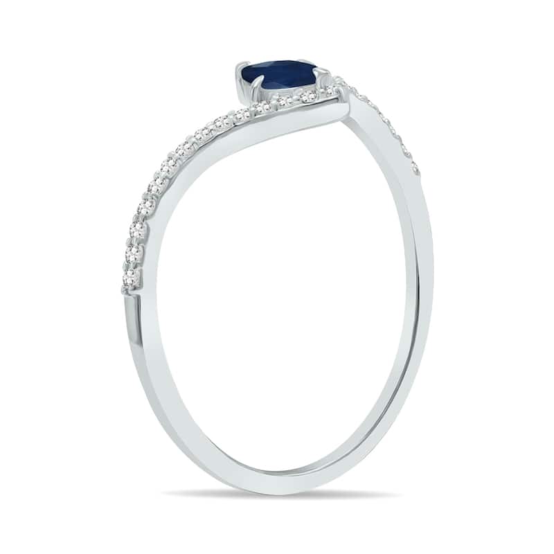 Marquee Jewels 1/4 Carat TW Sapphire and Diamond V Shape Ring in 10K White Gold