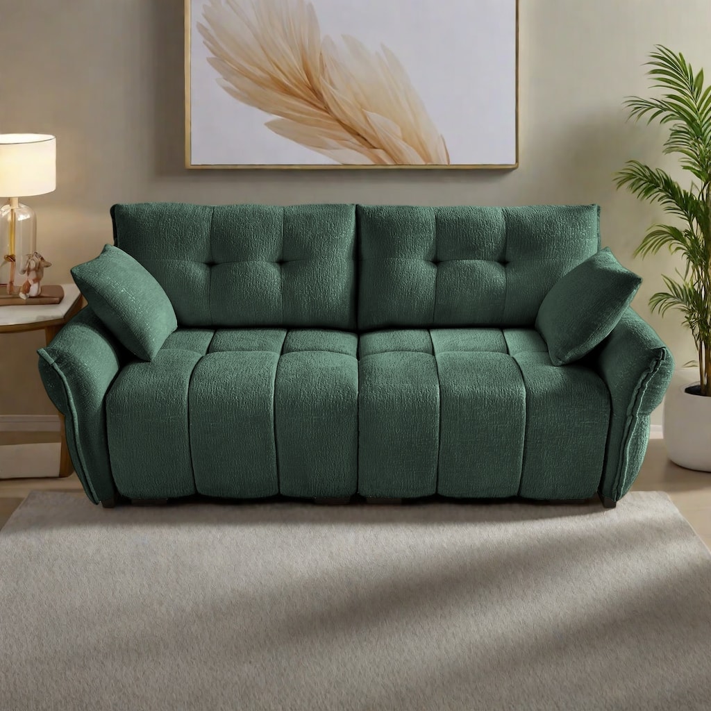 78.7" Chenille 3-Seat Sofa with Tufted Design,High-Resilience Sponge Cushions