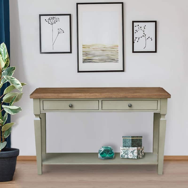 Vista Solid Wood Console/Sofa Table - Distressed Hickory/Stone